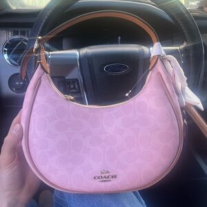 Coach Pink and Tan Emily Shoulder Bag Powder Pink